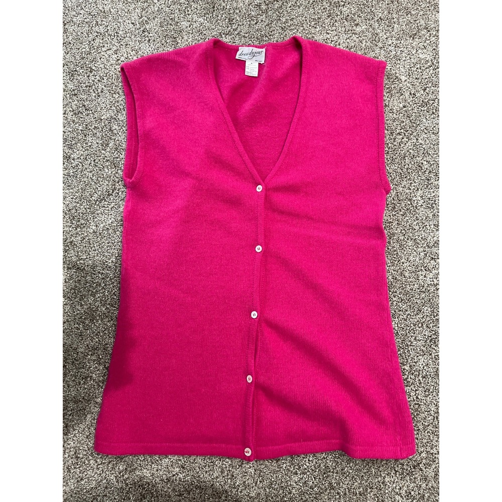 Vintage Women's Fuchsia Sleeveless Button-Front Vest